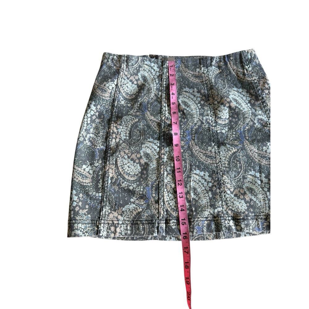 Free People Modern Femme Green Mini Short Skirt Paisley Fall Printed Size 12 - Picture 6 of 10